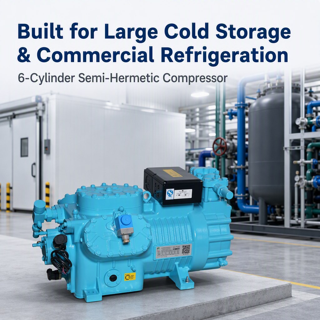 Compresor de refrigeración de pistón de seis cilindros y alta eficiencia para equipos marinos y sistemas de refrigeración de procesos industriales