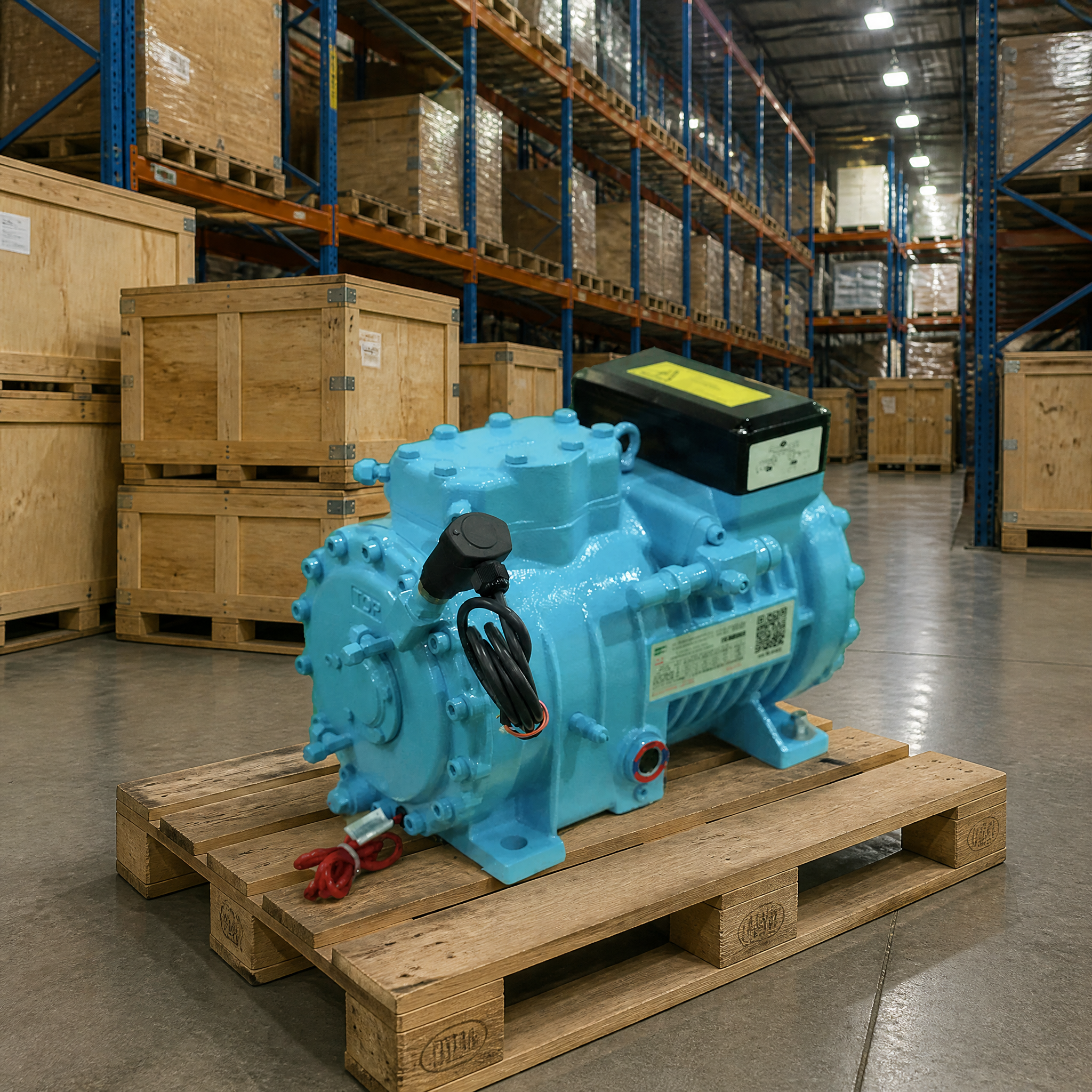 Compresor de refrigeración alternativo industrial de dos cilindros para sistemas de refrigeración de procesos y equipos marinos