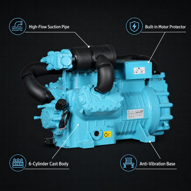 Compresor de refrigeración de dos etapas de baja temperatura 30HP YBF6F-30.2DS